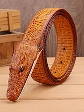 levne Pánské opasky-Pánský opasek z pravé kůže s krokodýlí texturou, více barev, stylový a odolný pro běžné i formální příležitosti