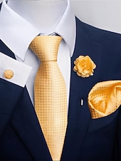 Недорогие Свадьба ACC-Мужской рождественский комплект галстуков, многоцветный, стильный цветочный узор, с запонками и нагрудным платком для официальных мероприятий