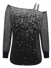  Γυναικεία Μπλούζα Γκλίτερ Ombre Βίντατζ Στυλάτο Μακρυμάνικο Ασύμμετρο Κανονικά μπλουζάκια Καθημερινά Αργίες Εξόδου Θαλασσί Ασημί Κρασί Χρυσό Καλοκαίρι Φθινόπωρο