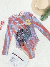 levne Jednodílné plavky-Dámský jednodelný plavkový úbor zeštíhlující sexy výřez Boho monokiny kontrola břicha vysoký pas štíhlé bez zad dovolená módní grafický geometrický kulatý výstřih dlouhý rukáv bez rukávů