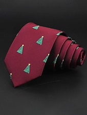 abordables Accessoires de Noël-Cravates de Noël pour hommes – en polyester avec des motifs festifs de bonhommes de neige, de père Noël et de sapins, parfaites pour les fêtes et célébrations de fin d&#039;année.