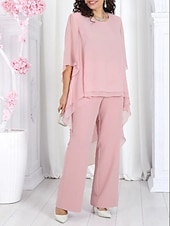 abordables Ensembles chemisiers pour femmes-Femmes Chemisier Manche 3/4 Manche cloche Superposé Élégant Formel Bleu Noir Rose Claire Été Coupe régulière