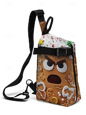 cheap Graphic Print Bags-Men's Christmas Sling Bag - Multiple Fun Patterns, Santa, Reindeer &amp; Gingerbread Designs, Adjustable Strap, Perfect for Holiday Gifts, Casual Wear and Festive Occasions.
