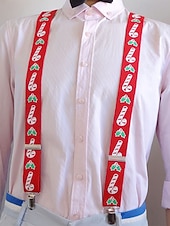 billige Slips og sløyfe for menn-Juleseler til herre – røde med sukkerstang- og kristtorndesign, justerbare for høytidsfester og festlige sammenkomster