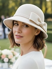 voordelige Dameshoeden-Polyester clochehoed voor dames met strik, elegant en stijlvol, verkrijgbaar in meerdere kleuren, perfect voor casual en formele gelegenheden