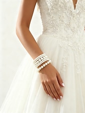 preiswerte Hochzeit ACC-Elegantes, mehrlagiges Perlenarmband für Damen – ein mit Kunstperlen besetztes Hochzeitsaccessoire für Bräute und Brautjungfern&amp;amp;formelle Anlässe