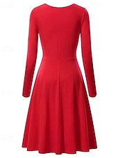 cheap Sweatshirt &amp; Hoodie Dresses-Women's Midi Dress Hoodie Dress T Shirt Dress Tee Dress Elegant Modern Daily Outdoor Vacation Loose Fit Plain Long Sleeve Crew Neck Black White Yellow Wine Spring Fall