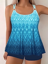 abordables Tankinis-Femmes Maillots de Bain 2 pièces Shorts Maillot de bain Dos nu Vacances Tenues de plage Fleuri Graphique Col rond Sans manches Maillots de bain