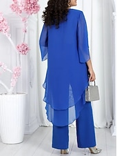 abordables Ensembles chemisiers pour femmes-Femmes Chemisier Manche 3/4 Manche cloche Superposé Élégant Formel Bleu Noir Rose Claire Été Coupe régulière