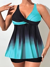 economico Tankini-Per donna Costumi da bagno Due pezzi Shorts Costume da bagno Senza schiena Vacanza Abbigliamento da Spiaggia Floreale Grafico Scollo a V Senza Maniche Costumi da bagno