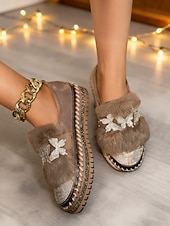 preiswerte Damen-Sneaker-Damen-Loafer mit Strass-Schmetterling und Kunstpelz – funkelnde Slipper für Partys und Club-Outfits &amp;Winter-Glamour-Stil