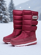 preiswerte Schnee- und Winterstiefel-Burgunderrote, wasserdichte Damen-Winterstiefel mit Kunstfellfutter – stylische Schneestiefel mit verstellbaren Riemen für Komfort und Wärme, perfekt für kaltes Wetter, Winteraktivitäten im Freien und Skiurlaube
