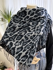 levne Dámské šátky-Dámská šála s leopardím vzorem – měkká a pohodlná polyesterová tkanina, dostupná v několika barvách, ideální pro běžné nošení i v zimě.
