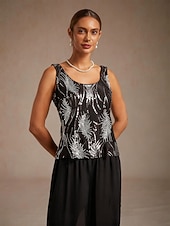  Naisten Camisole Tank Top Kuvitettu Abstrakti Tyylikäs Perus Vapaa-aika Hihaton Tavalliset topit Musta Kesä