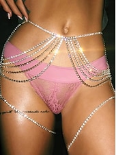 Недорогие Женский ремень-Женская многослойная цепочка на талию со стразами - блестящий золотой пояс с украшениями для тела для новогодних вечеринок, клубных нарядов &amp;балы-маскарады