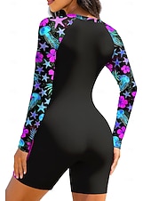 tanie Rash guardy One Piece-Damskie Średnie Standardowy Docieplacze Jednoczęściowy strój do surfingu Strój kąpielowy Kwiaty Kwiatowy Tropikalny Zapiąć na zamek błyskawiczny z wbudowanym biustonoszem Wyjmowane wkładki Ochrona