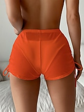 preiswerte Bikini-Höschen-Damen dehnbare Boxershorts Badeanzug Rüschen Dehnbare Boxershorts Hohe Taille Aktivurlaub Einfarbiger ärmelloser Badeanzug