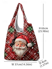 tanie Graficzne torby drukowane-Damska składana torba na zakupy świąteczna – wiele wzorów z motywem Świętego Mikołaja, materiał poliestrowy, trwała i kompaktowa, idealna na świąteczne zakupy i prezenty