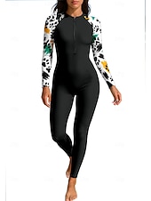 baratos Rash Guards de Uma Peça-Mulheres Anti Atrito Trajes de banho de corpo inteiro Segunda-pele para Mergulho UPF50+ Secagem Rápida Elasticidade Alta Manga Longa Roupa de Banho Zíper Frontal Surfe Mergulho Snorkeling Natação