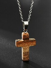 Недорогие Мужские украшения-Мужское рождественское ожерелье с подвеской-крестиком из натурального камня, доступно в нескольких цветах, стильный и модный дизайн, идеально подходит для подарков на праздники