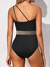 cheap One-piece swimsuits-Women's One Piece Swimsuit Slimming One Shoulder Colorblock Monokini Tummy Control High Waist Slim Backless Vacation Beach Wear Solid Color Graphic Asymmetric Neck Sleeveless Bathing Suits