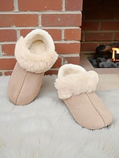 economico Ciabatte e infradito da donna-pantofole da casa da donna foderate in pelliccia sintetica: stivaletti invernali caldi e accoglienti per le donne, suola morbida antiscivolo per la casa, la camera da letto e il comfort rilassante