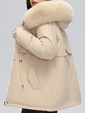 economico Capispalla da donna-Per donna Giacca imbottita Giacca in Pile Cappotto in Pelliccia Sintetica Caldo Confortevole Cerniera Bottoni Collo in Pelliccia Casual Semplice Vacanza Streetwear Abbigliamento quotidiano Uscire