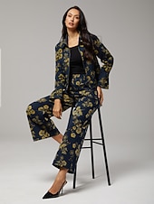  Jeans in Gelb mit Blumenmuster und geradem Bein, perfekt für den Urlaub