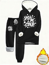 baratos Blusas femininas-Mulheres Diário à moda Conjuntos de duas peças Moletom Conjuntos de calças Manga Longa Com Capuz Gráfico Letra Com Cordão Imprimir Casual Diário Azul Preto Rosa Outono Ajuste Largo