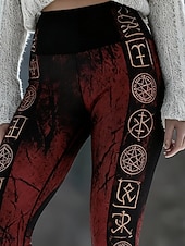 abordables -Femmes Leggings Leggings confortables Vacances ancien Style Ethnique Longueur complète Taille haute Graphique Impression Confortable Élastique Occasionnel Quotidien Vacances Vin Printemps Automne