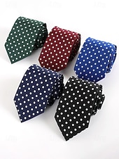 billiga Herrslipsar &amp;amp; flugor-herrslips i polyester, prickigt mönster, flera färger, perfekt för jul och formella tillfällen