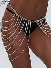 זול חגורה לנשים-חגורת שרשרת רב שכבתית מוזהבת לנשים - אביזר שרשרת מותניים נוטף סקסי למסיבות ראש השנה, תלבושות למועדוני לילה &amp;נשפי מסכות