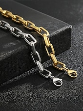 tanie Biżuteria męska-męska bransoletka łańcuszkowa ze stali tytanowej – stylowa, trwała, idealna do noszenia na co dzień i na oficjalne okazje, dostępna w kolorze złotym i srebrnym