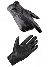 halpa Miesten käsineet-Miesten lampaannahkakäsineet - vedenpitävät, fleecevuoratut lämpimänä, tyylikkäät ja käytännölliset talviulkona käytettäväksi