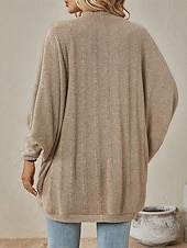 preiswerte Offene Frontstrickjacke-Damen Pullover Strickjacke Elegant Mode Niedlich Einfarbig V Ausschnitt Patchwork Gestrickt Langarm Normale Oberteile Stricken Outdoor Heim Arbeit Blau Schwarz Herbst Winter