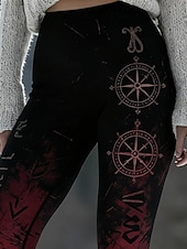 ieftine -Pentru femei Jambiere Colanți confortabili Vacanță Epocă Stilul etnic Lungime totală Talie Înaltă Grafic Imprimare Comfortabil Strech Casual Zilnic În aer liber Roșu Vin Primăvară Toamnă Iarnă Slim