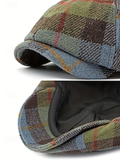 levne Pánské klobouky-Pánská vintage britská kostkovaná čepice pro novináře – polyesterový materiál, více barev, klasický retro styl pro běžné nošení a outdoor