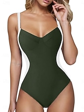 ieftine Costume Întregi-Costum de baie dintr-o piesă pentru femei subțire monokini colorat control pentru burtă talie înaltă subțire fără spate haine de plajă pentru vacanță decolteu în V fără mâneci