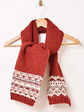 preiswerte Schals für Damen-Weihnachtsstrickschal für Damen – kuschelig, weich, Fair-Isle-Muster, verschiedene Farben, perfekt für die Feiertage und als Wintergeschenk