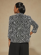  女性用 ドレッシーなトップス ツインセット スパンコール ラインストーン 動物 レオパード エレガント パーティー レディース 七分袖 スタンドカラー レギュラートップス パーティー パーティーイブニングウェア パーティー衣装 Sliver 春 秋 冬