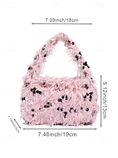 economico Clutch e borsette da sera-borsa da donna in pelliccia sintetica con paillettes: design scintillante e luccicante con materiale morbido, disponibile in due misure, perfetta per feste serali e occasioni speciali