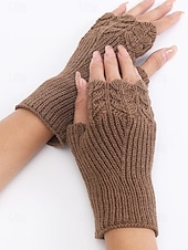 levne Dámské rukavice-Dámské pletené vánoční rukavice – měkký přízový materiál s krajkovým vzorem, dostupné v několika barvách, ideální jako zimní a sváteční dárek
