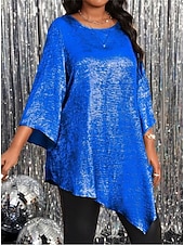 abordables T-shirt uni-Nouvel An Femmes Chemise ancien Tropical Élégant Hauts Longs robe demoiselle d honneur Tenue de soirée Fête Rose Claire Rouge Bleu Roi Bleu Ciel Dorée Automne Hiver