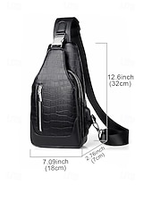 זול תיקים לגברים-תיק עור לגברים, עמיד למים ועמיד, קיבולת גדולה, דוגמת תנין אופנתית לשימוש חיצוני ויומיומי