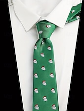 abordables Accessoires de Noël-Cravates de Noël pour hommes – en polyester avec des motifs festifs de bonhommes de neige, de père Noël et de sapins, parfaites pour les fêtes et célébrations de fin d&#039;année.