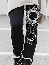 abordables impresión vikinga-Mujeres Vikingas Boho Leggings Vacaciones Estilo Étnico Vintage de Largo Completo Cintura Alta Gráfico Galaxia Suave Cómodo Elástico Formal Aire Libre Vacaciones Negro Primavera Otoño Invierno Ajuste
