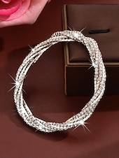 cheap Women's Bracelet-Women's Gold &amp; Silver Rhinestone Bracelet Set - Sparkling Dual-Tone Crystal Bangles, Elegant Party Jewelry for Evenings, Proms &amp; Special Events