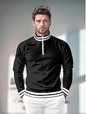 halpa Suunnittelijan kokoelma-Miesten Poolopaita Musta Pitkähihainen Topit Golfasut Vaatteet Asut Wear Apparel