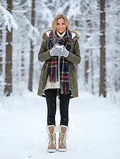 abordables Bottes de neige et d'hiver-Bottes d'hiver à lacets doublées de fausse fourrure pour femmes - bottes de neige chaudes en daim avec semelle antidérapante pour temps froid et activités de plein air