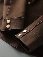 preiswerte Wintermäntel-Damen Freizeitjacke Bequem Atmungsaktiv Tasche Knöpfe Lässig Einfach Urlaub Straße Lässig Alltagskleidung Einreihig Kurz Umlegekragen Normale Passform Langarm Oberbekleidung Schwarz Beige Kaffee